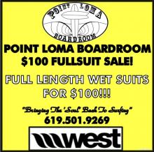 Wetsuit Sale at Point Loma Boardroom