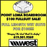 Wetsuit Sale at Point Loma Boardroom