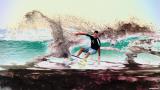Psychedelic Surfer and a Seagull